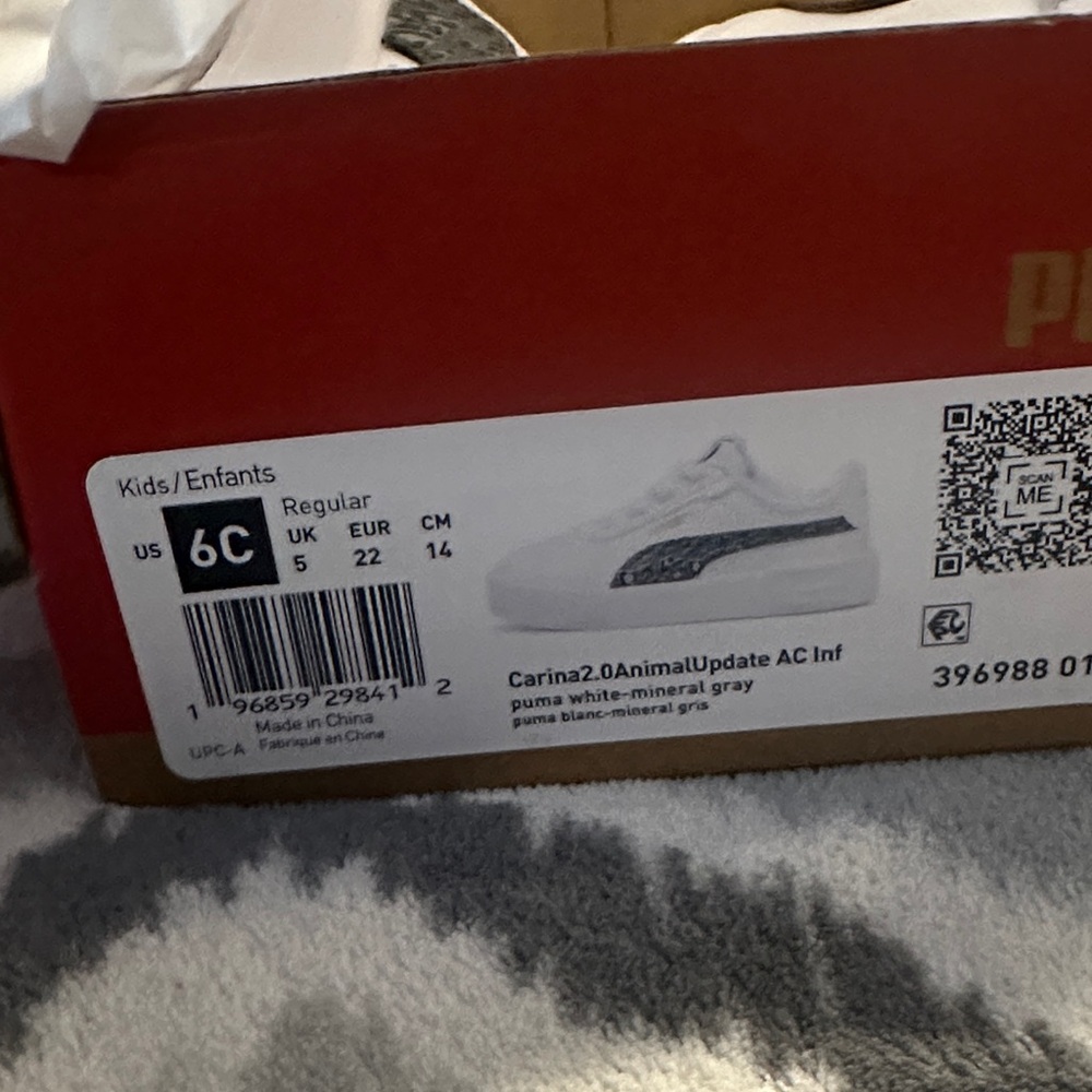 Puma Kids White Sneakers with Black Pattern - Picture 2 of 2